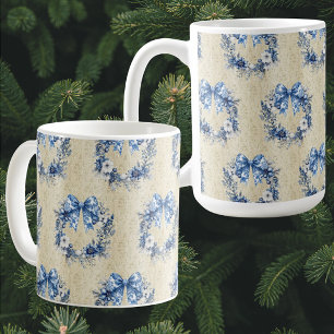 Vintage Chinoiserie Blue Wreath Antique Damask Coffee Mug