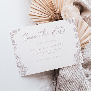 Vintage Chinoiserie Blush Wreath Wedding Save The Date