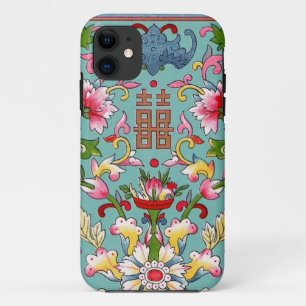 Vintage Chinoiserie Bouquet on Pale Blue Case-Mate iPhone Case