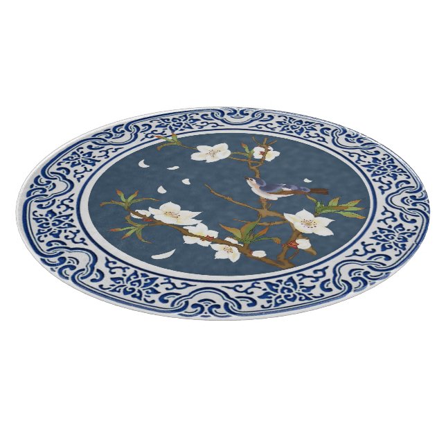 Vintage Chinoiserie Chinese Bird-flower Art Cutting Board (Corner)
