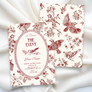 Vintage Chinoiserie floral bird Invitation