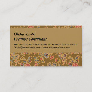 Vintage Chinoiserie Floral Brocade 18th Century  Business Card
