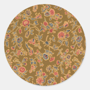 Vintage Chinoiserie Floral Brocade 18th Century  Classic Round Sticker