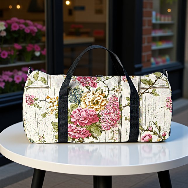 Vintage Chinoiserie Floral  Duffle Bag (Creator Uploaded)