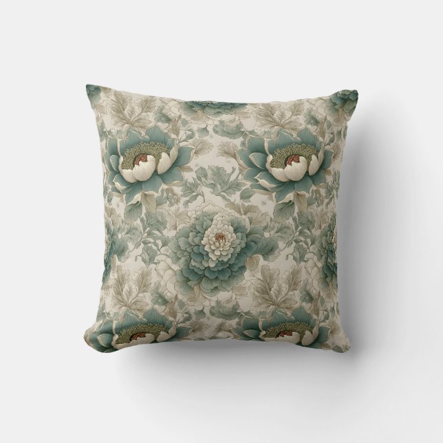 Vintage Chinoiserie Floral Seamless Pattern Cushion (Front)