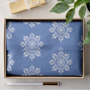 Vintage Chinoiserie Holiday Blue White Snowflakes Tissue Paper