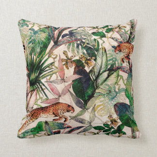 Vintage Chinoiserie Tropical Jungle Throw Pillow