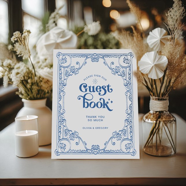 Vintage Chinoiserie Wedding Guest book Pedestal Sign (Creator Uploaded)