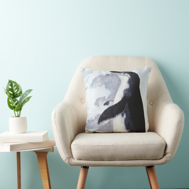 Vintage Chinstrap Penguin, Birds from Antarctica Cushion (Chair)