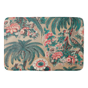Vintage Chintz Floral Tropical Pattern Bath Mat