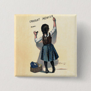 Vintage Chocolat Menier French Poster Bouisset Art 15 Cm Square Badge