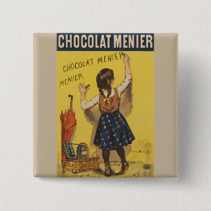 Vintage Chocolat Menier French Poster Bouisset Art 15 Cm Square Badge