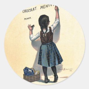 Vintage Chocolat Menier French Poster Bouisset Art Classic Round Sticker