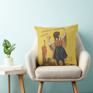 Vintage Chocolat Menier French Poster Bouisset Art Cushion