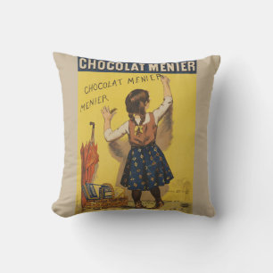 Vintage Chocolat Menier French Poster Bouisset Art Cushion