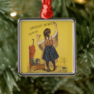 Vintage Chocolat Menier French Poster Bouisset Art Metal Tree Decoration