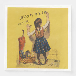 Vintage Chocolat Menier French Poster Bouisset Art Napkin