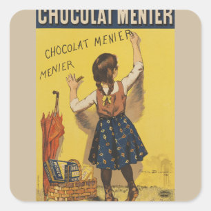 Vintage Chocolat Menier French Poster Bouisset Art Square Sticker