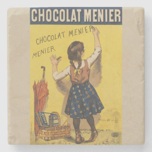 Vintage Chocolat Menier French Poster Bouisset Art Stone Coaster