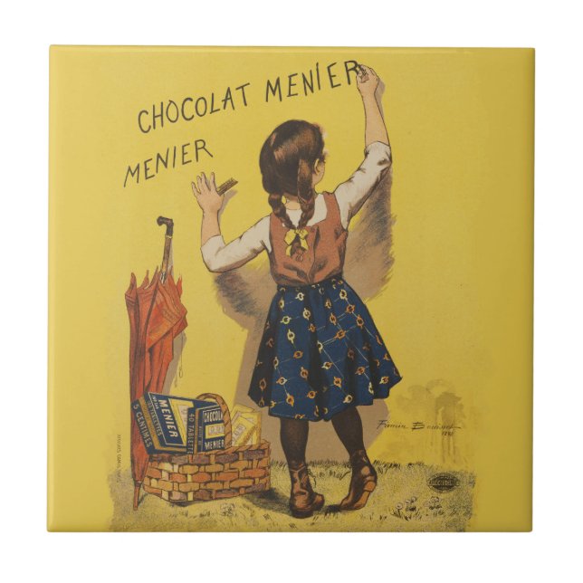 Vintage Chocolat Menier French Poster Bouisset Art Tile (Front)