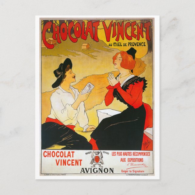 Vintage Chocolat Vincent Ad Postcard (Front)