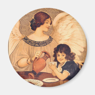 Vintage Chocolate Angel Art Nouveau Magnet
