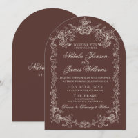 Vintage Chocolate Brown Old Money Arched Wedding
