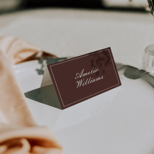Vintage Chocolate Brown Old Money Fancy Wedding Table Number