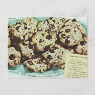 Vintage Chocolate Chip Cookie Recipe Photo 50s Postcard