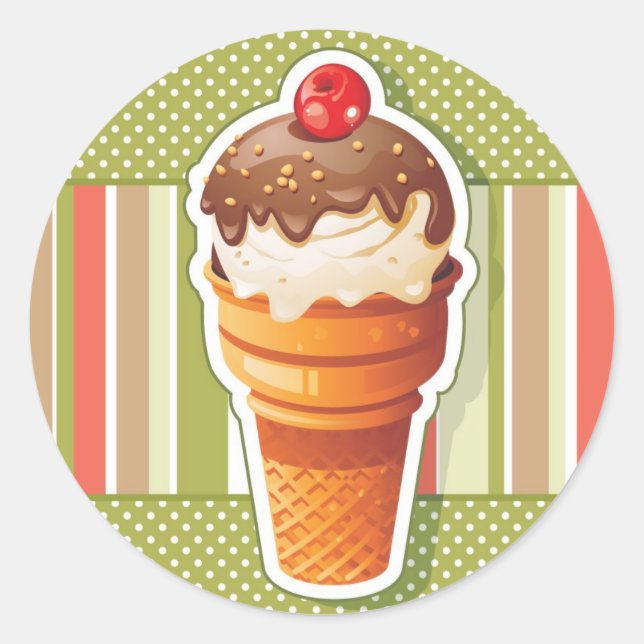 Vintage Chocolate ice cream Classic Round Sticker (Front)