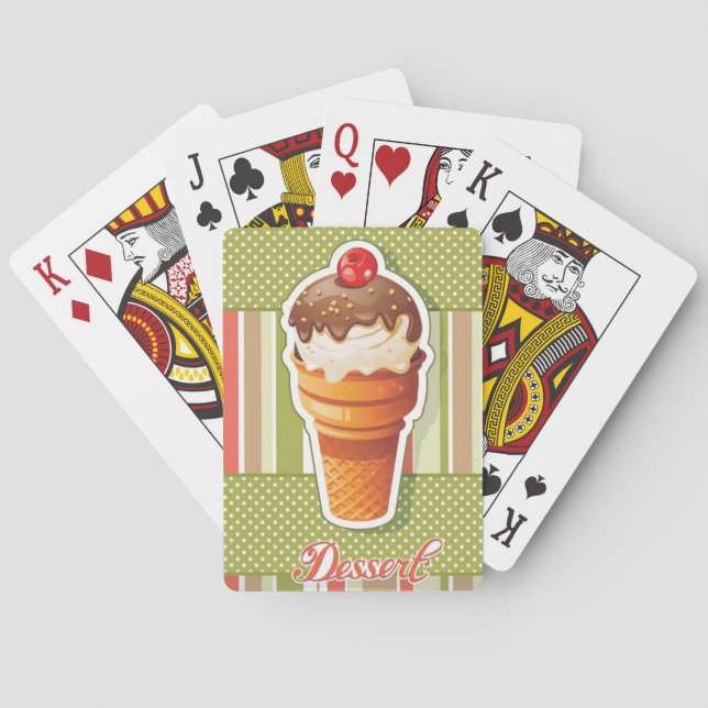 Vintage Chocolate ice cream Playing Cards (Back)