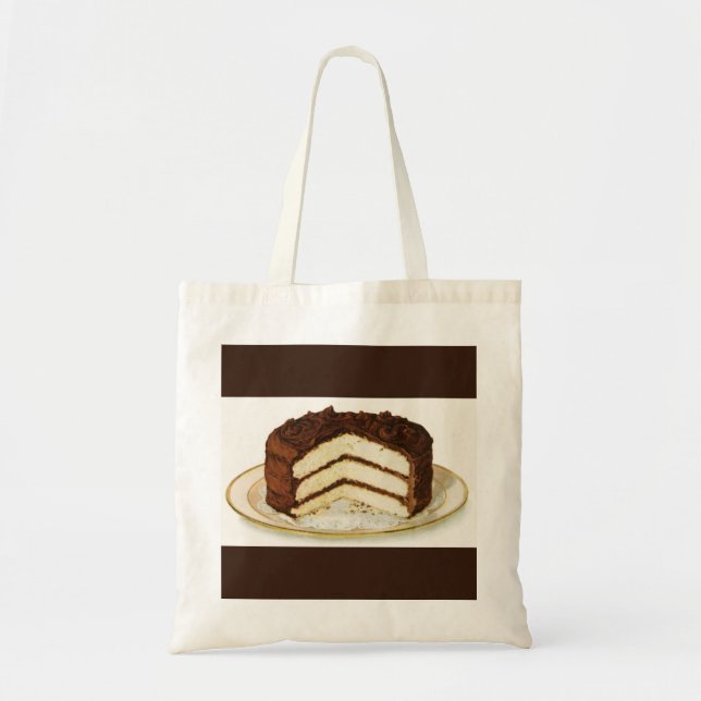 Vintage Chocolate Iced Layer Cake Custom Tote Bag (Front)