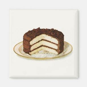 Vintage Chocolate Iced Layer Cake Fridge Magnet