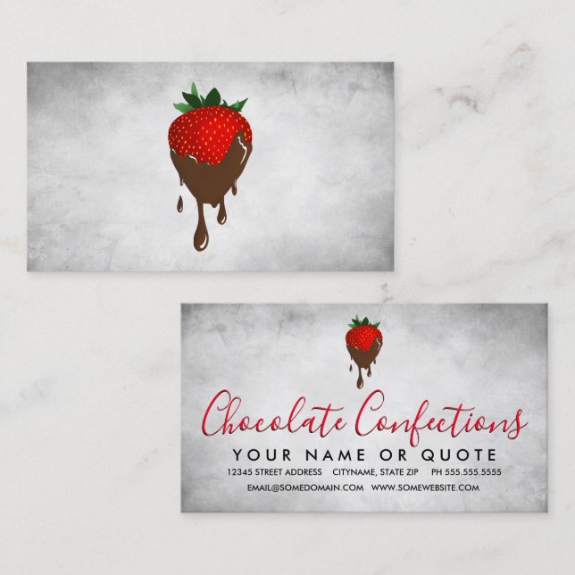 vintage chocolate strawberry business card (Front/Back)