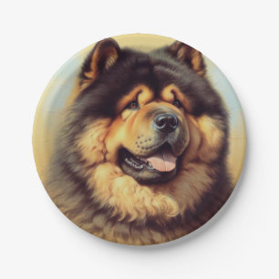 Vintage Chow-Chow Painting Paper Plate
