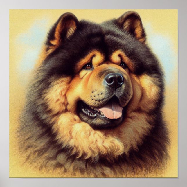 Vintage Chow-Chow Painting Poster (Front)