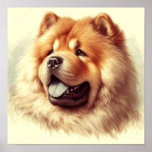 Vintage Chow-Chow Painting Poster