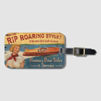 Vintage Chris Craft Wood Boat Advertisement Luggage Tag