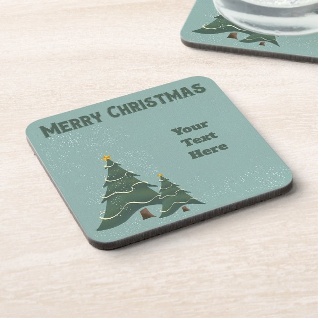 Vintage Chrismas Trees Coaster (Left Side)