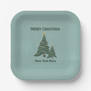 Vintage Chrismas Trees Paper Plate