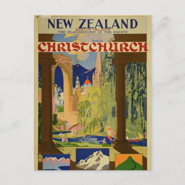 Vintage Christchurch New Zealand Travel Postcard (Front)