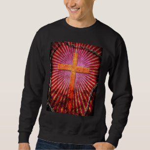 Vintage Christian Cross In Rays Of Light Sweatshirt