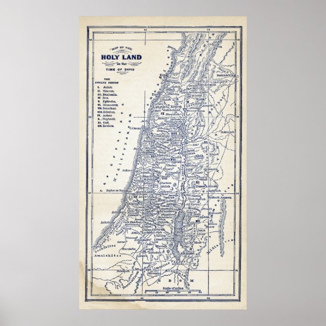 Vintage Christian Holy Land Jerusalem Map Poster (Front)