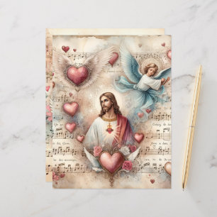 Vintage Christian Valentines Scrapbook Paper