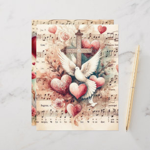 Vintage Christian Valentines Scrapbook Paper