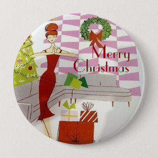 Vintage Christmas 10 Cm Round Badge