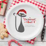 Vintage Christmas 1950s Atomic Cat Personalised Paper Plate<br><div class="desc">Vintage Christmas 1950s Atomic Cat Personalised Paper Plates
A modern,  fun,  retro-inspired Christmas holiday paper plates. Personalise with your name.</div>