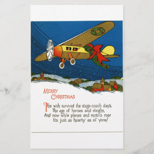 Vintage Christmas Aeroplane Stationery