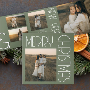 Vintage Christmas Aesthetic Customised Moss Green Tri-Fold Programme