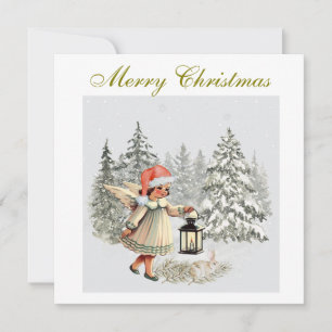 Vintage Christmas Angel and Child  Holiday Card